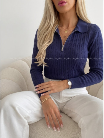Osmičkový svetrík so zipsom navy blue AB 532