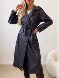 Eko koženkový trench coat čokoládový AB 543 Eko koženkový trench coat čokoládový AB 543