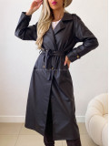 Eko koženkový trench coat čokoládový AB 543 Eko koženkový trench coat čokoládový AB 543
