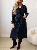 Eko koženkový trench coat čierny AB 543 Eko koženkový trench coat čierny AB 543