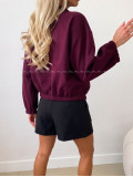 Flaušová bunda s dvojradovým zapínaním burgundy AB 556 Flaušová bunda s dvojradovým zapínaním burgundy AB 556