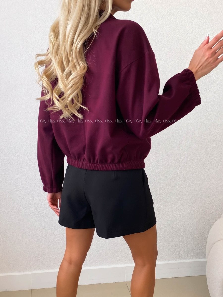 Flaušová bunda s dvojradovým zapínaním burgundy AB 556 Flaušová bunda s dvojradovým zapínaním burgundy AB 556