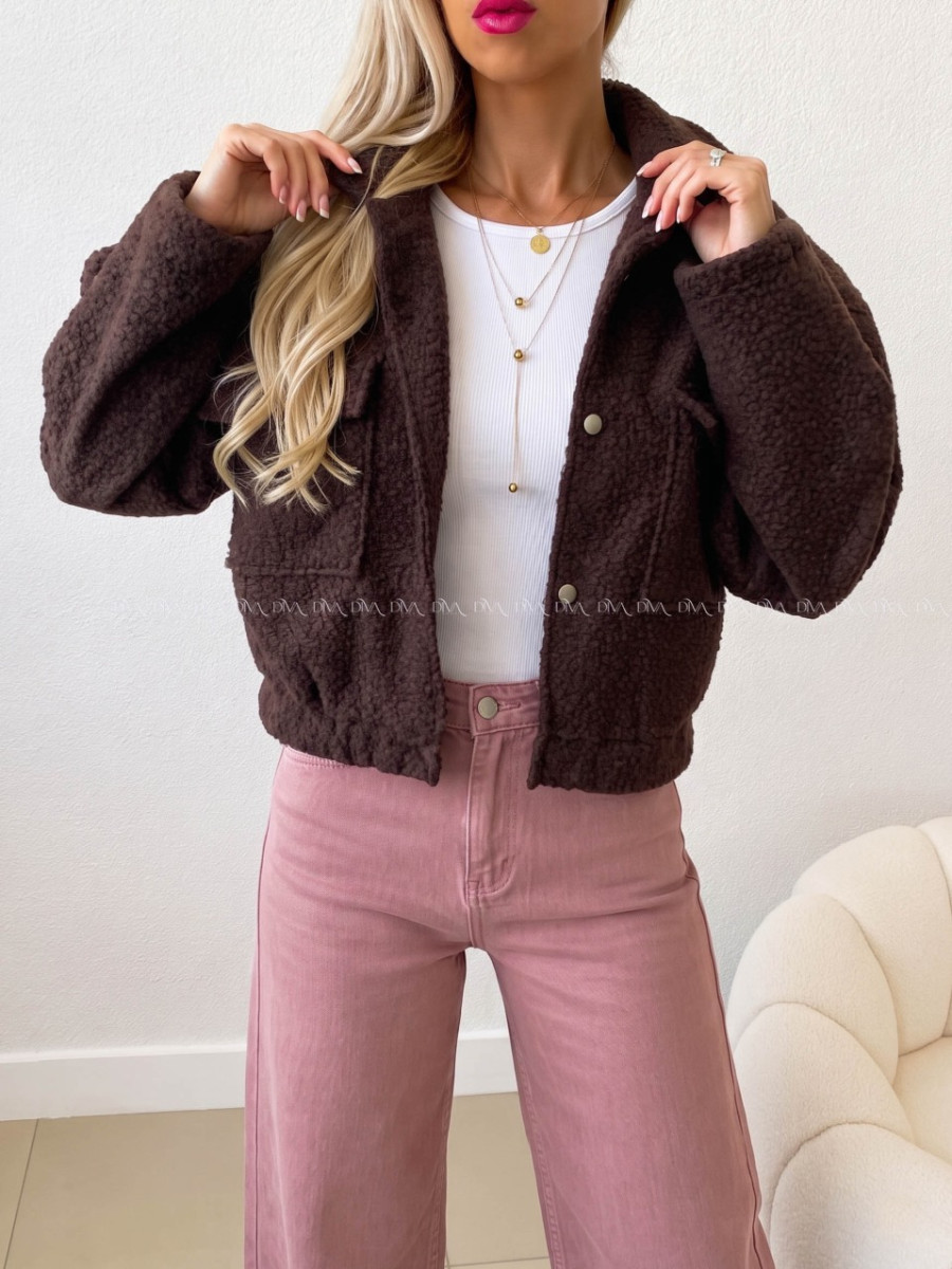 Teddy bomber bunda čokoládová AB 553 Teddy bomber bunda čokoládová AB 553