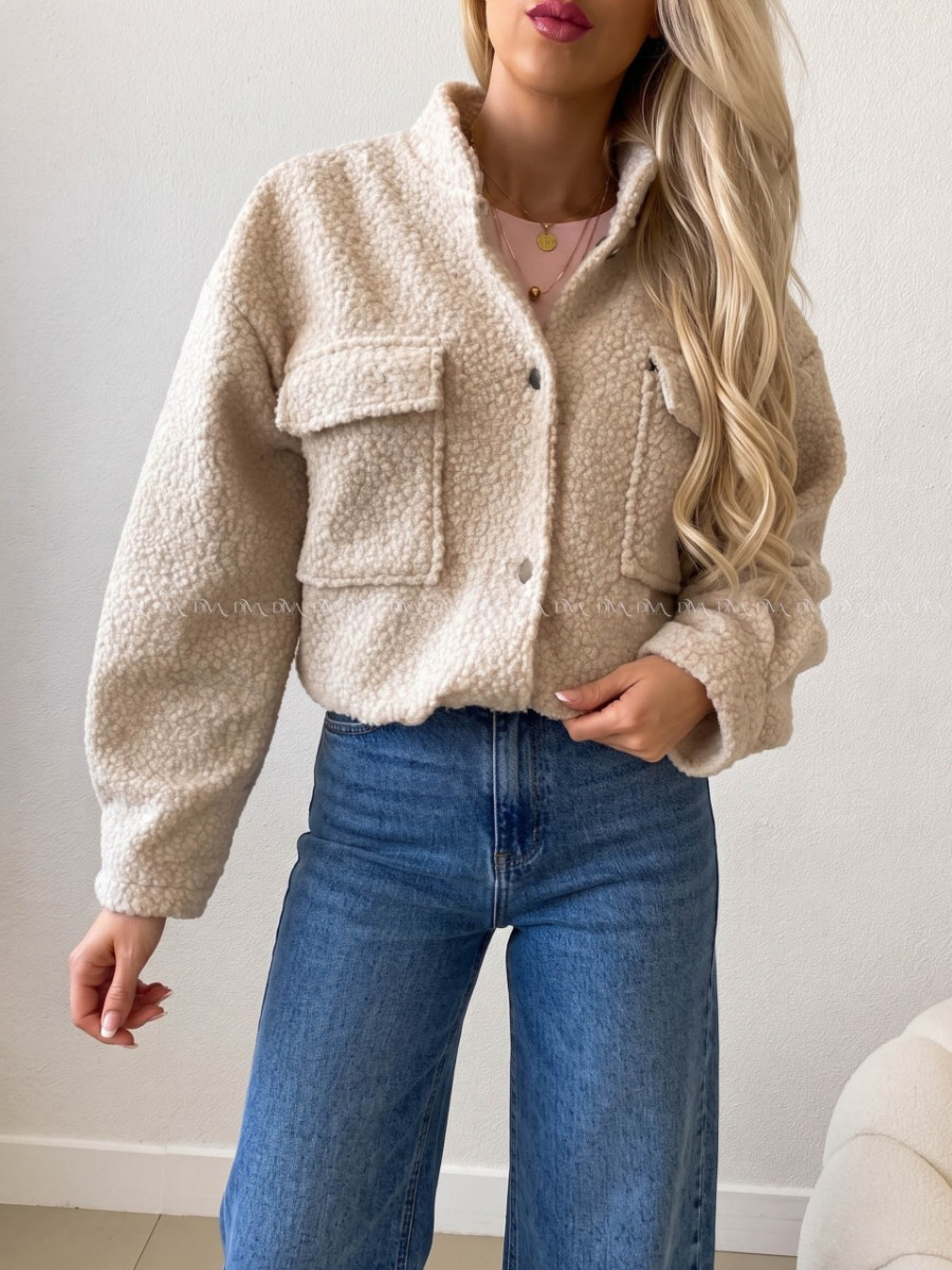 Teddy bomber bunda ecru AB 553 Teddy bomber bunda ecru AB 553