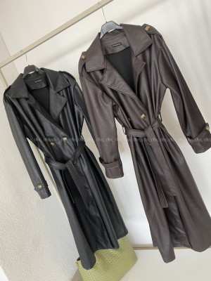 Eko koženkový trench coat čierny AB 543