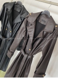 Eko koženkový trench coat čokoládový AB 543 Eko koženkový trench coat čokoládový AB 543