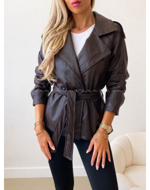 Eko hladká koženka s viazaním čokoládová AB 525