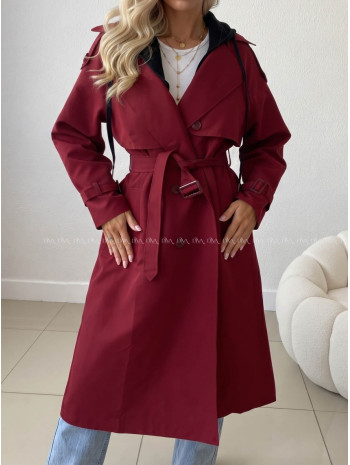 Burgundy prechodný trenchcoat AB 91