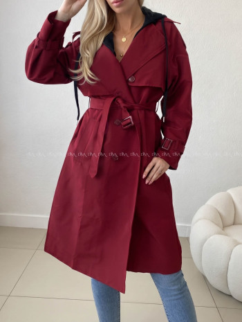 Burgundy prechodný trenchcoat AB 91 Burgundy prechodný trenchcoat AB 91