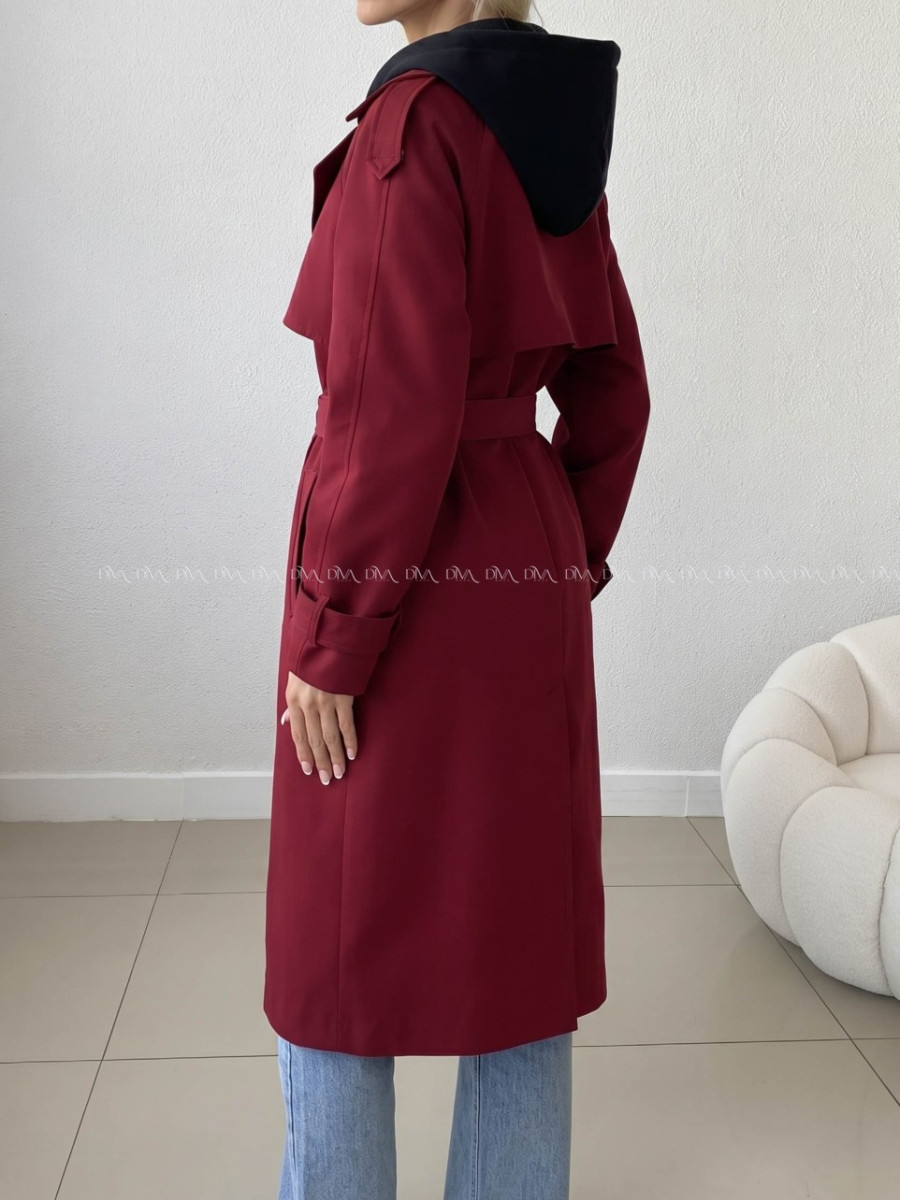Burgundy prechodný trenchcoat AB 91 Burgundy prechodný trenchcoat AB 91