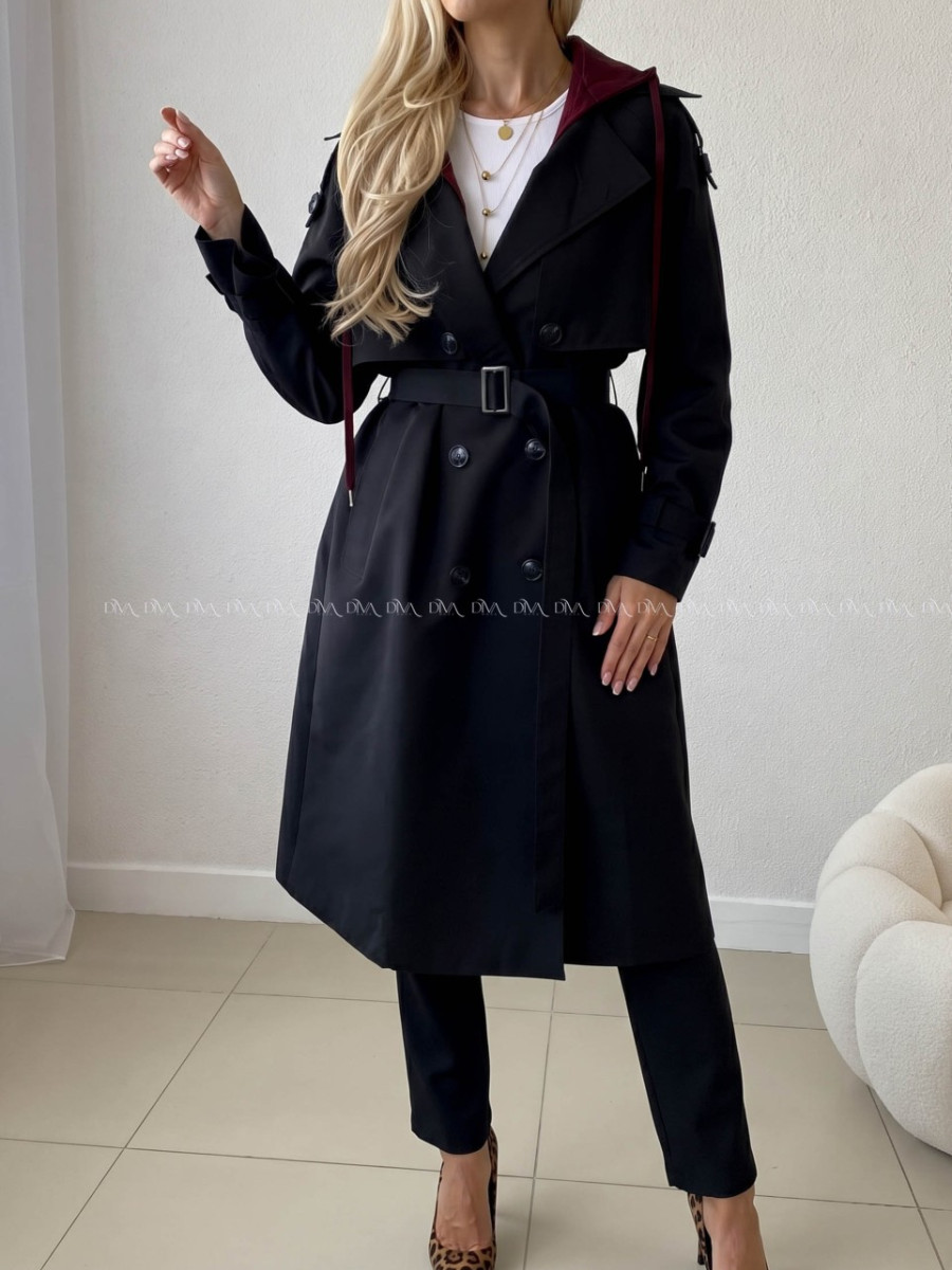Čierny prechodný trenchcoat AB 91