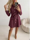 Jelenicové šaty s gombíkmi burgundy AB 707 Jelenicové šaty s gombíkmi burgundy AB 707