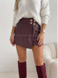 Koženkový skort s gombíkmi burgundy AB 701 Koženkový skort s gombíkmi burgundy AB 701