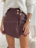 Koženkový skort s gombíkmi burgundy AB 701 Koženkový skort s gombíkmi burgundy AB 701