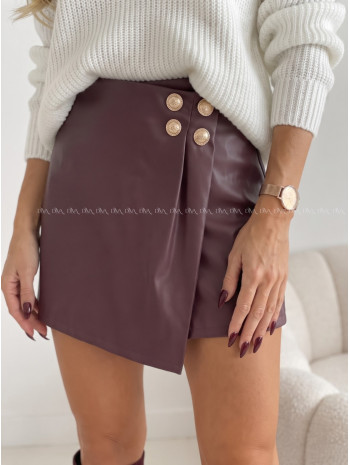 Koženkový skort s gombíkmi burgundy AB 701 Koženkový skort s gombíkmi burgundy AB 701