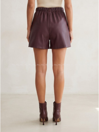 Koženkový skort s gombíkmi burgundy AB 701 Koženkový skort s gombíkmi burgundy AB 701
