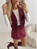 Jelenicová vesta so strapcami burgundy AB 708 Jelenicová vesta so strapcami burgundy AB 708