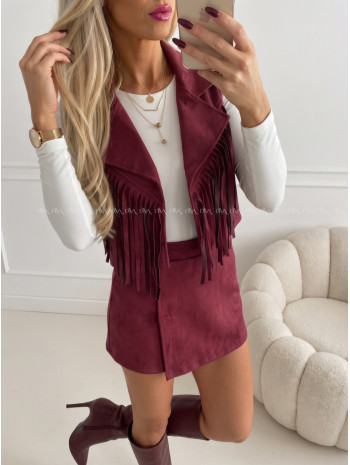 Jelenicová vesta so strapcami burgundy AB 708