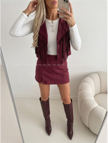 Jelenicová vesta so strapcami burgundy AB 708 Jelenicová vesta so strapcami burgundy AB 708