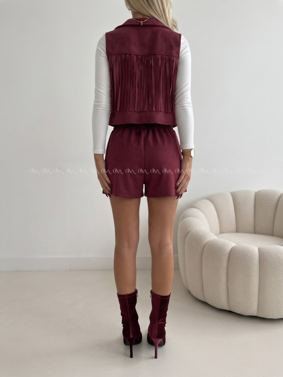 Jelenicová vesta so strapcami burgundy AB 708 Jelenicová vesta so strapcami burgundy AB 708