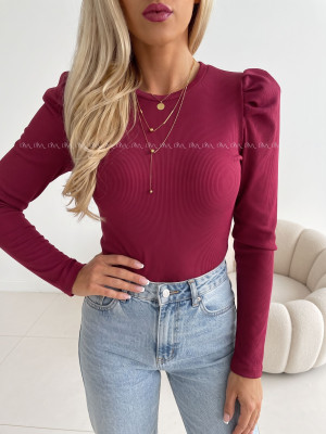 Top s puf rukávom Lila burgundy A 170