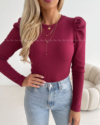 Top s puf rukávom Lila burgundy A 170