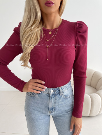 Top s puf rukávom Lila burgundy A 1700