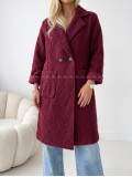 Boucle midi prechodný kabát burgundy AB 809 Boucle midi prechodný kabát burgundy AB 809