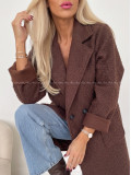 Boucle midi prechodný kabát čokoládový AB 809 Boucle midi prechodný kabát čokoládový AB 809