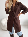 Boucle midi prechodný kabát čokoládový AB 809 Boucle midi prechodný kabát čokoládový AB 809
