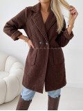 Boucle midi prechodný kabát čokoládový AB 809 Boucle midi prechodný kabát čokoládový AB 809