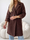 Boucle midi prechodný kabát čokoládový AB 809 Boucle midi prechodný kabát čokoládový AB 809