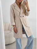 Boucle midi prechodný kabát béžový AB 809 Boucle midi prechodný kabát béžový AB 809