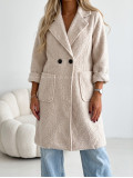 Boucle midi prechodný kabát béžový AB 809 Boucle midi prechodný kabát béžový AB 809