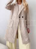 Boucle midi prechodný kabát béžový AB 809 Boucle midi prechodný kabát béžový AB 809