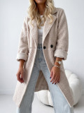 Boucle midi prechodný kabát béžový AB 809 Boucle midi prechodný kabát béžový AB 809