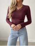 Basic zateplený top s krajkou burgundy AB 840 Basic zateplený top s krajkou burgundy AB 840