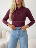 Úpletový top so zdobením burgundy AB 817 Úpletový top so zdobením burgundy AB 817