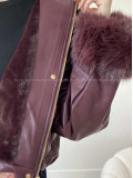 Oversize zateplená koženka s kožušinou burgundy AB 830 Oversize zateplená koženka s kožušinou burgundy AB 830