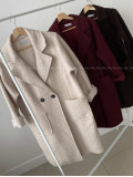 Boucle midi prechodný kabát burgundy AB 809 Boucle midi prechodný kabát burgundy AB 809