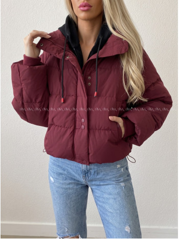 Zimná oversize bunda burgundy AB 811 Zimná oversize bunda burgundy AB 811