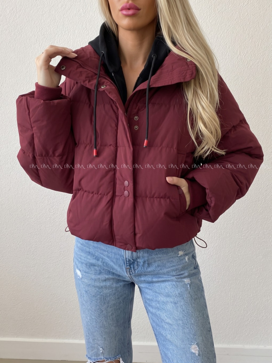 Zimná oversize bunda burgundy AB 811 Zimná oversize bunda burgundy AB 811