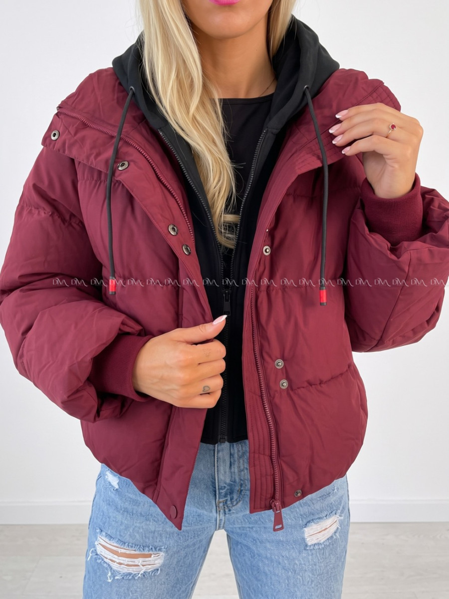 Zimná oversize bunda burgundy AB 811 Zimná oversize bunda burgundy AB 811