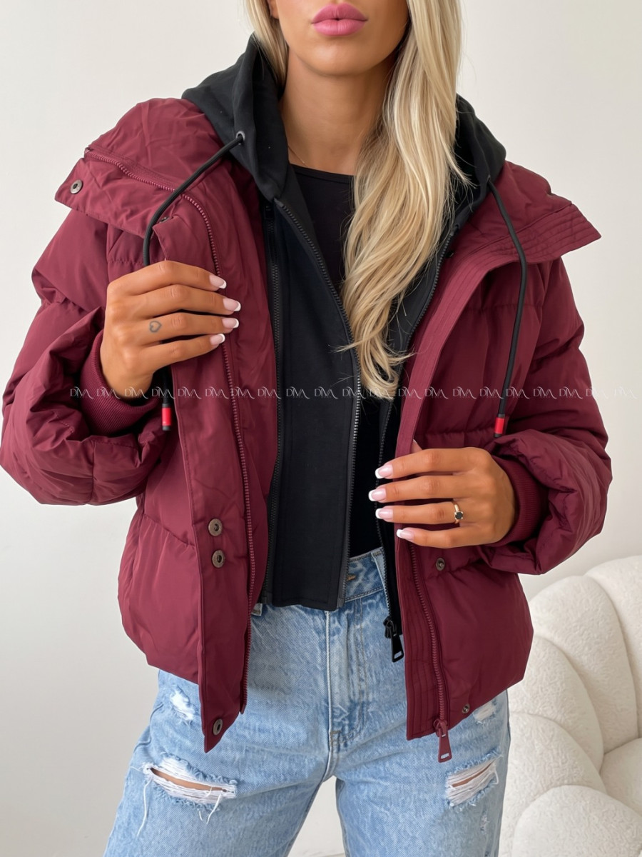 Zimná oversize bunda burgundy AB 811 Zimná oversize bunda burgundy AB 811