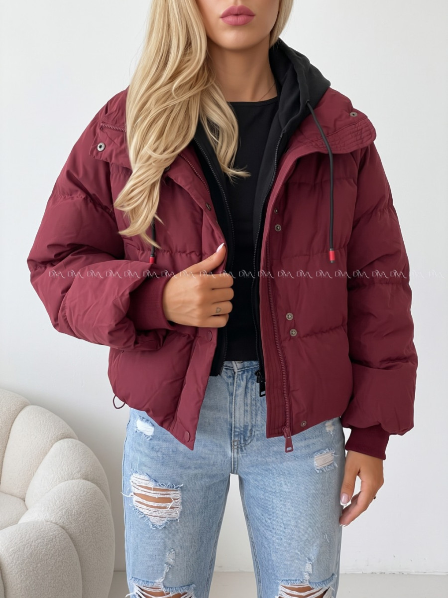 Zimná oversize bunda burgundy AB 811 Zimná oversize bunda burgundy AB 811