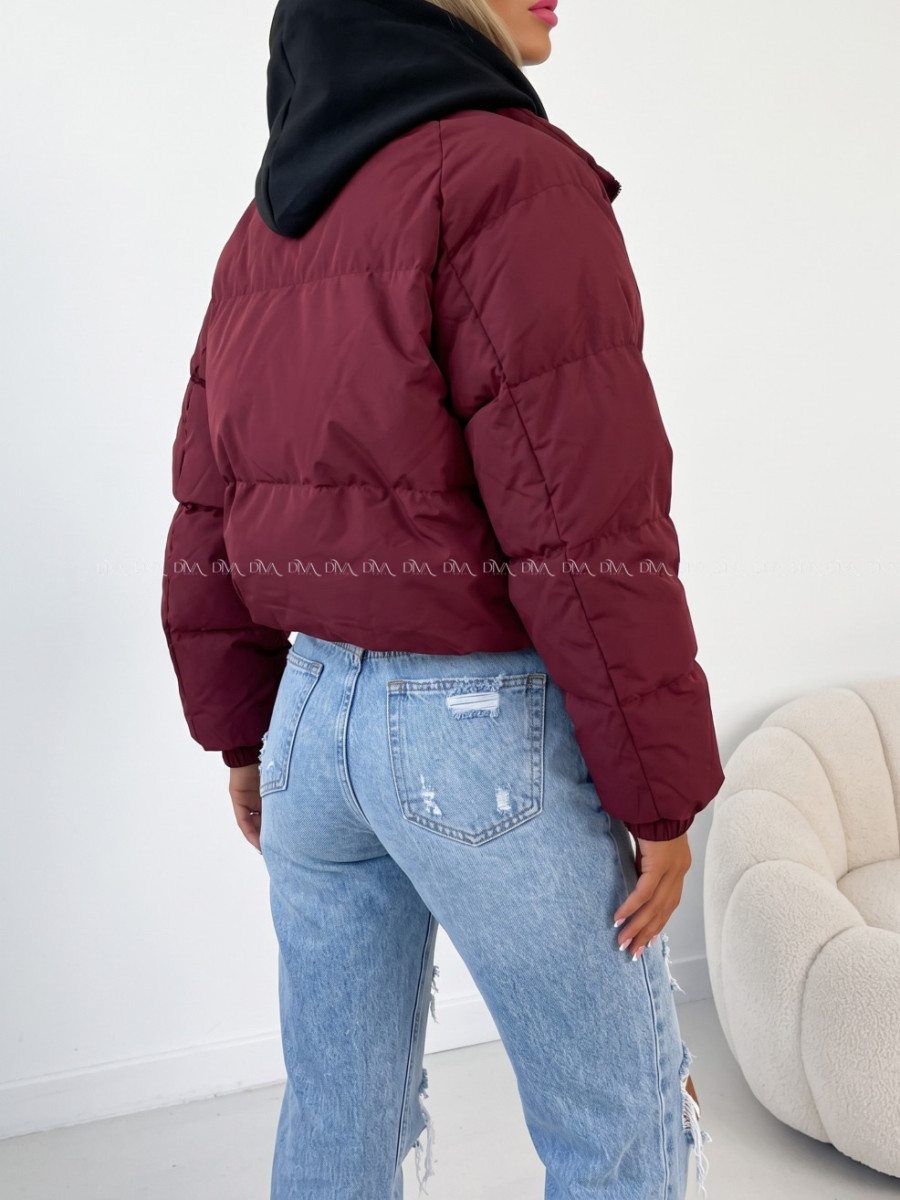 Zimná oversize bunda burgundy AB 811 Zimná oversize bunda burgundy AB 811