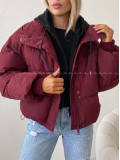 Zimná oversize bunda burgundy AB 811 Zimná oversize bunda burgundy AB 811