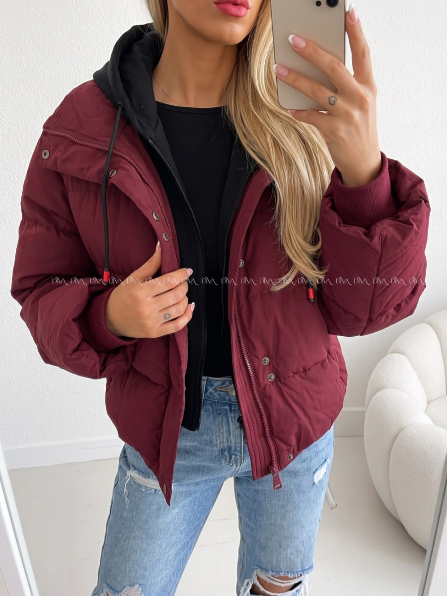 Zimná oversize bunda burgundy AB 811 Zimná oversize bunda burgundy AB 811