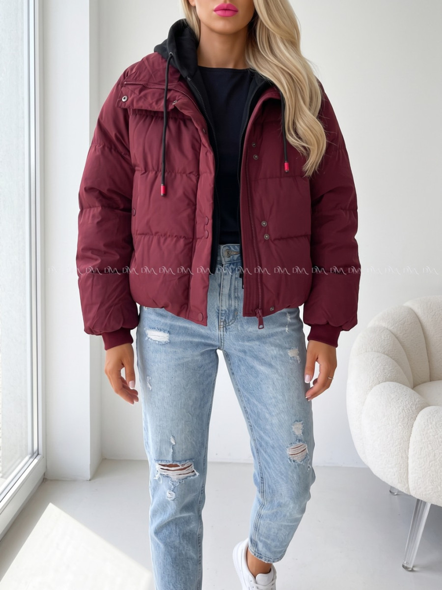 Zimná oversize bunda burgundy AB 811 Zimná oversize bunda burgundy AB 811