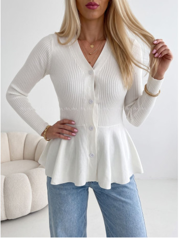 Peplum úpletový svetrík biely AB 544 Peplum úpletový svetrík biely AB 544